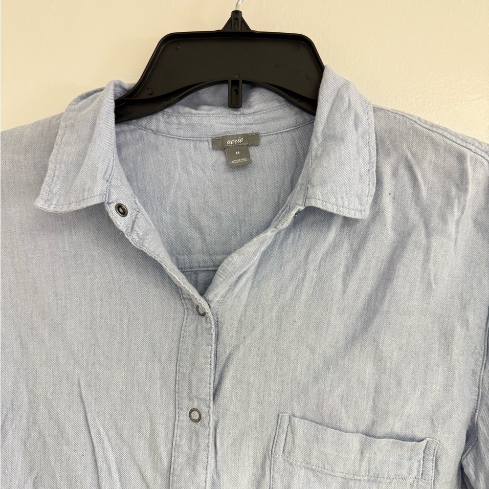 Aerie Light Blue Casual Shirt Size M - Picture 2 of 4